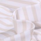 Tissu Eponge Bambou  Pilat rayé Crème sur fond Blanc