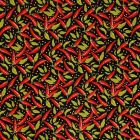 Toile Cirée Piments rouges et verts sur fond Noir - Par 10 cm