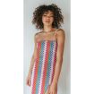 Tissu Crochet ajouré rayé Multicolore - Par 10 cm