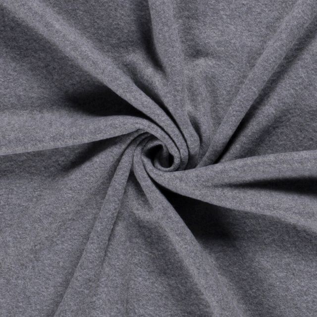Tissu Polaire uni Gris foncé chiné - Par 10 cm