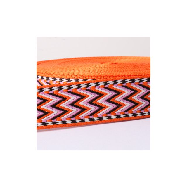 Sangle Polyester 38 mn Chevrons Orange x 1m