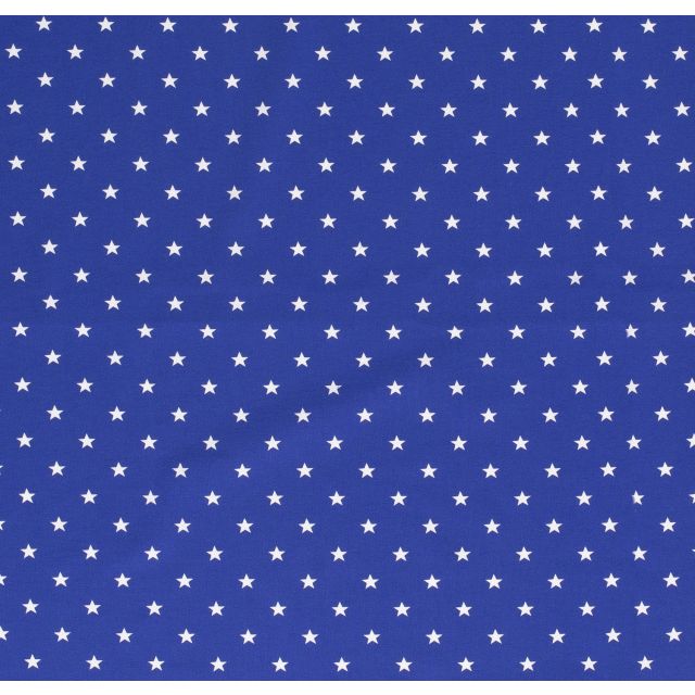 Tissu Jersey Coton Etoiles blanches sur fond Bleu roi - Par 10 cm
