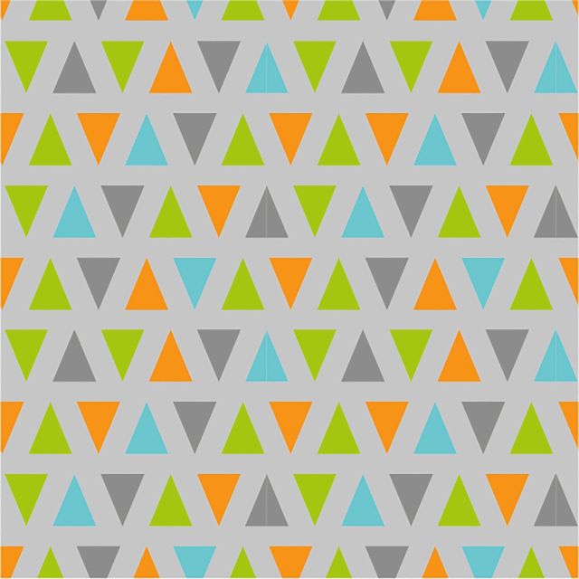 Tissu Jersey Coton Triangles multicolores sur fond Gris - Par 10 cm