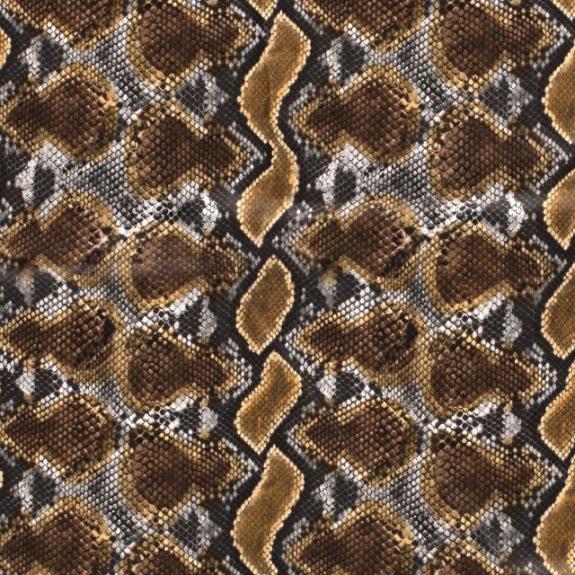 Simili cuir d'habillement Peau de reptile sur fond Camel - Par 10 cm