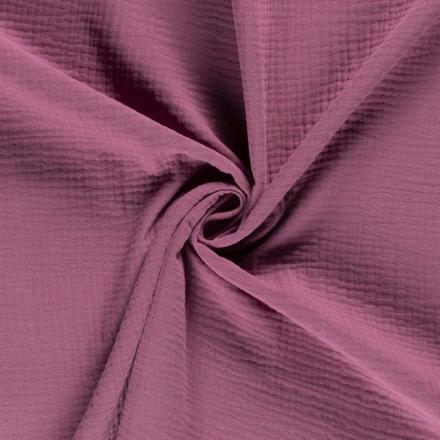 Tissu Triple gaze de coton Lie de vin - Par 10 cm