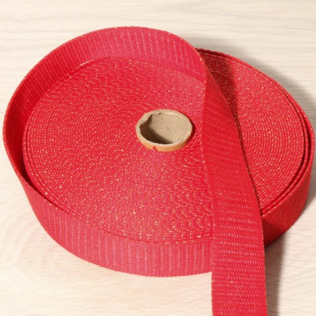 Sangle Coton 30 mm Lurex uni Rouge x1m