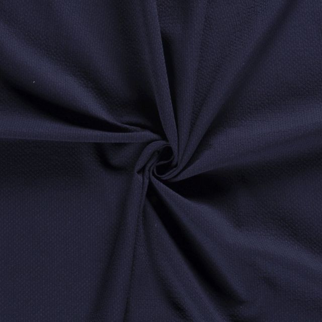 Tissu Gaze de coton Alvéolé sur fond Bleu marine - Par 10 cm