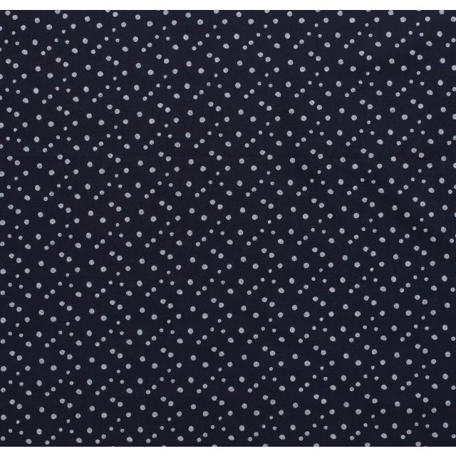 Tissu Popeline de coton Pois déstructurés blancs sur fond Bleu marine - Par 10 cm