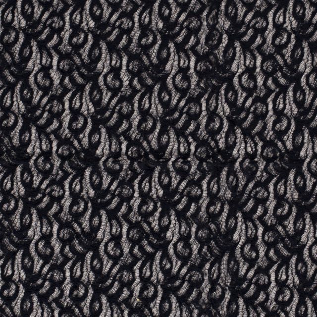 Tissu Dentelle Olga arabesque Bleu marine - Par 10 cm