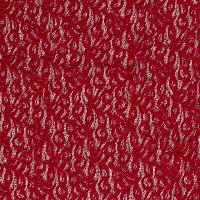 Tissu Dentelle Olga arabesque Rouge - Par 10 cm