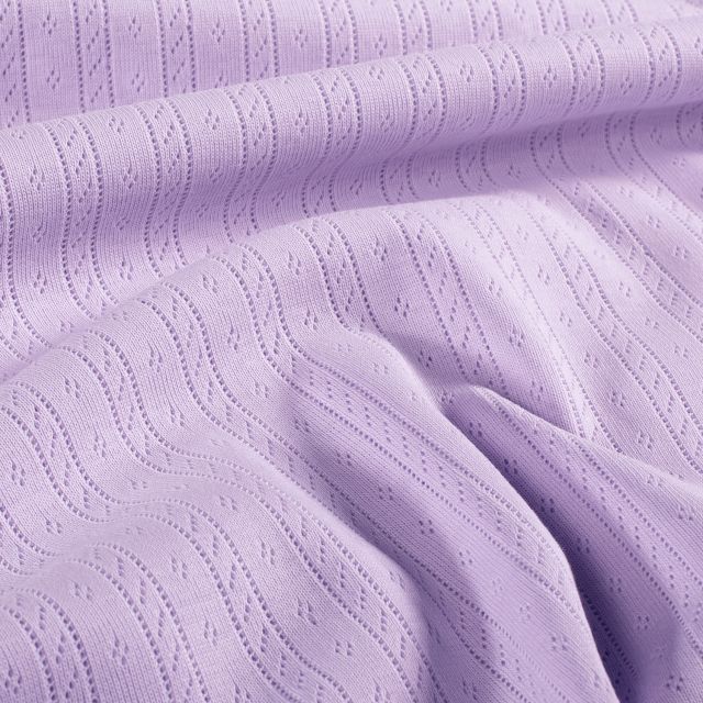 Tissu Jersey Coton ajouré Camille uni Lilas