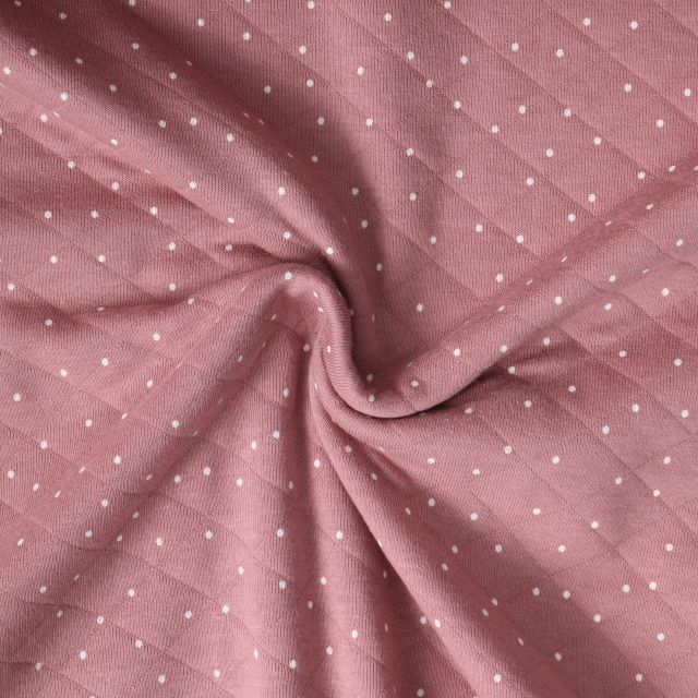 Tissu Matelassé pois Céline sur fond Mauve clair