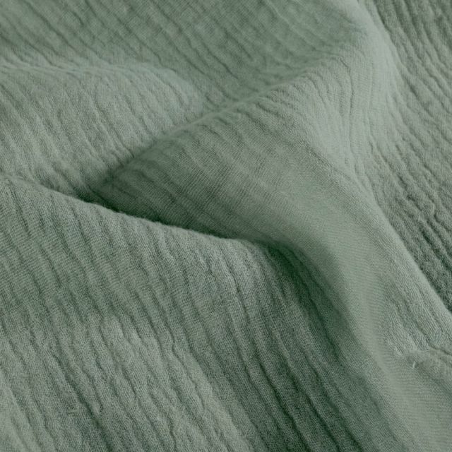 Tissu Double gaze de coton uni Vert d'eau foncé - Par 10 cm