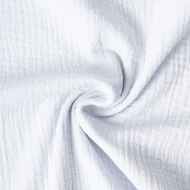 Tissu Double gaze de coton uni Bleu ciel - Par 10 cm