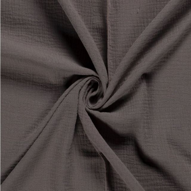 Tissu Double gaze de coton uni Taupe - Par 10 cm