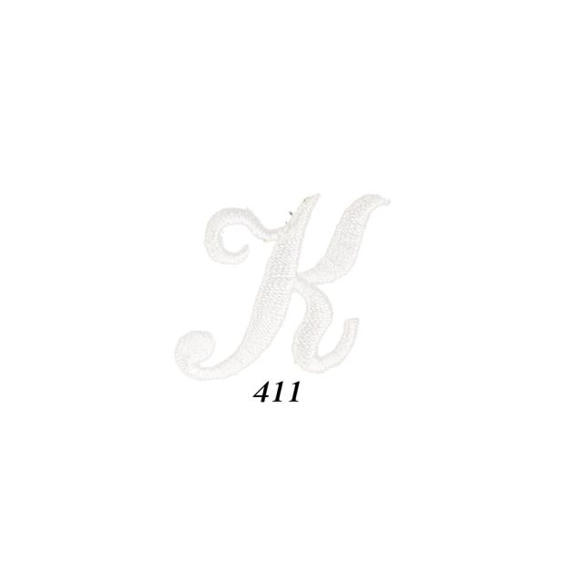 Ecusson Thermocollant Lettre Calligraphie Anglaise "K" Blanche