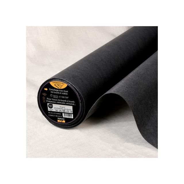Entoilage Thermocollant non tissé épais N65 Noir