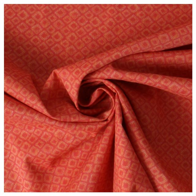 Tissu Coton imprimé  graphique Lozaa sur fond Brique