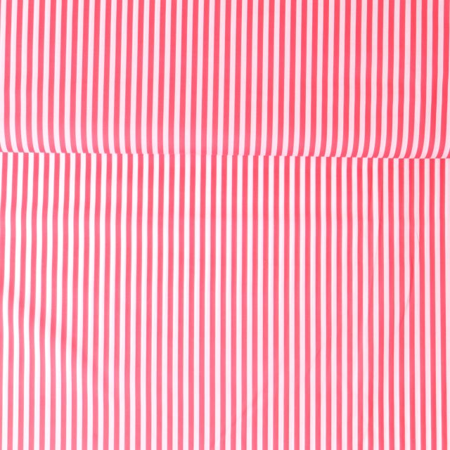 Tissu Popeline de Coton Rayures oranges 5 mm sur fond Blanc