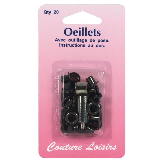 Oeillets avec outillage couleur noir x20