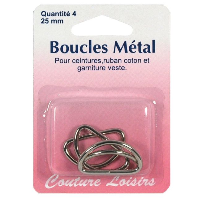 Boucles métal forme demi cercle de 25 mm x4