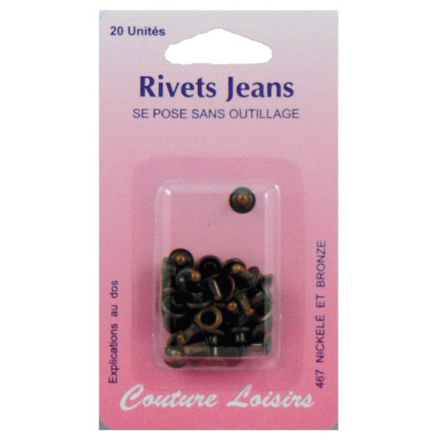 Rivets jeans couleur bronze x20
