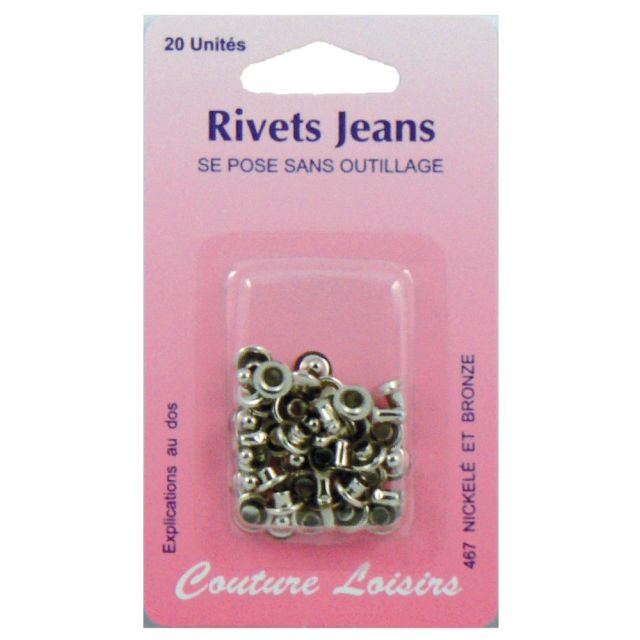 Rivets jeans couleur nickelée x20