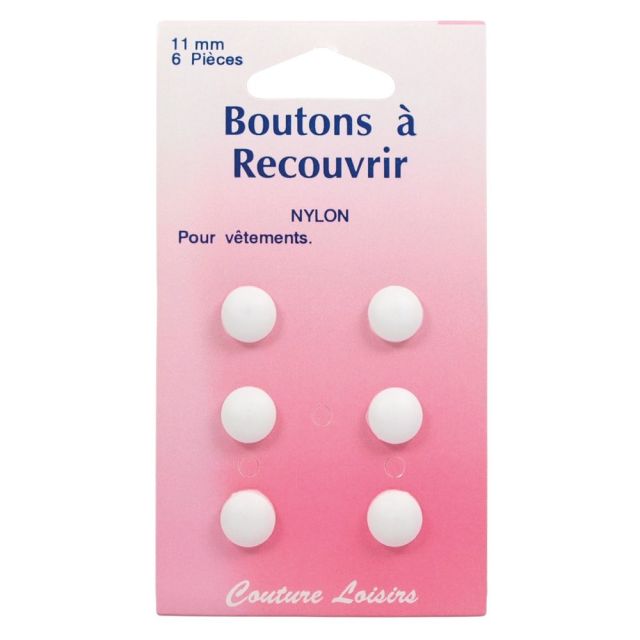 Boutons nylon de 11 mm à recouvrir x6