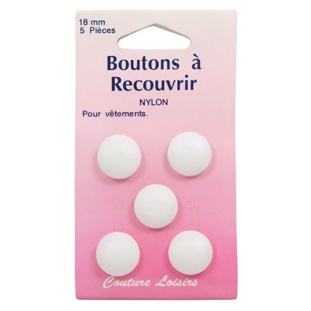 Boutons nylon de 18 mm à recouvrir x5