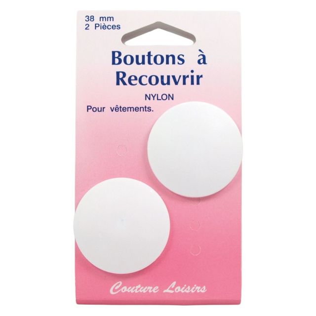 Boutons nylon 38 mm à recouvrir x2