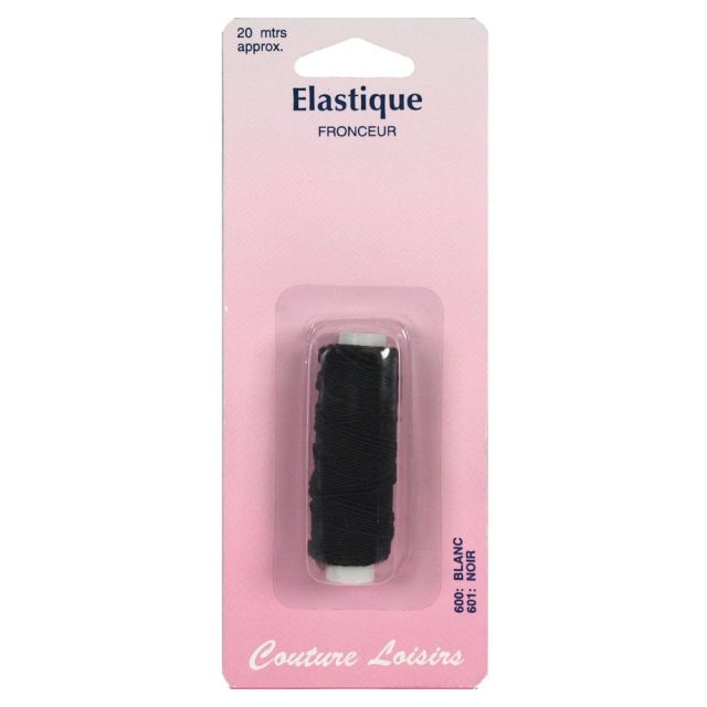 Elastique fronceur noir - long 20 m