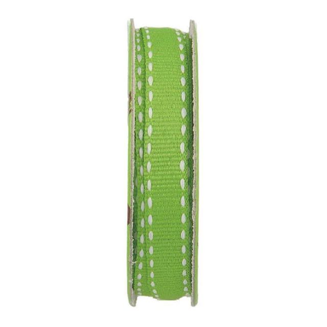 Ruban surpiqué Vert  - bobinette 2m