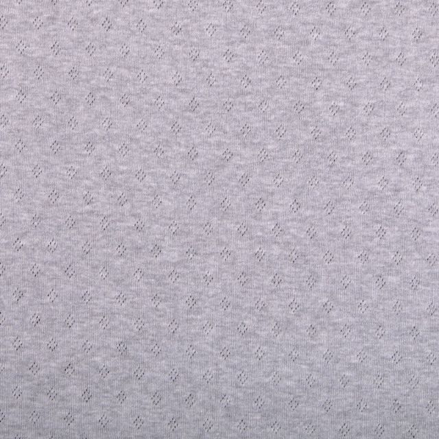 Tissu Jersey Coton ajouré uni Gris chiné - Par 10 cm