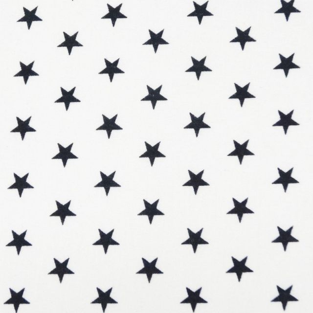 Tissu Coton Blanc Etoiles noires x10cm