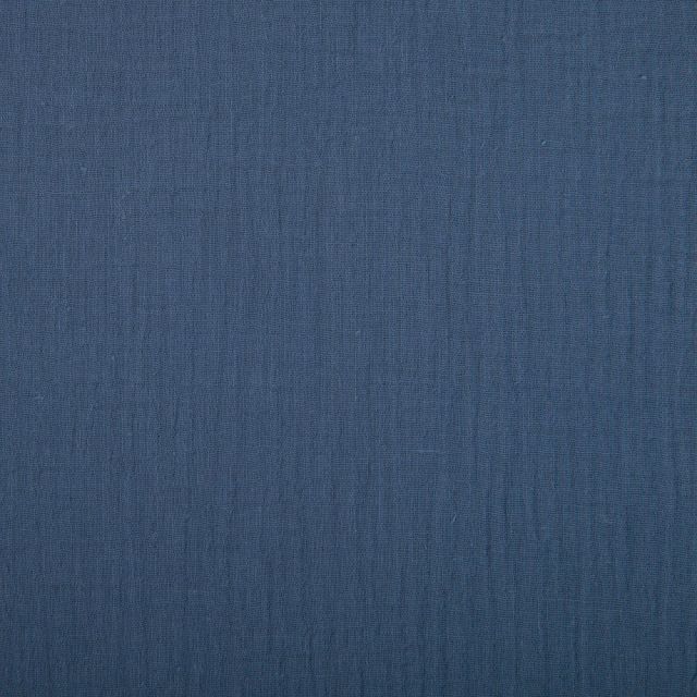 Tissu Double gaze de coton uni Bleu ancien - Par 10 cm