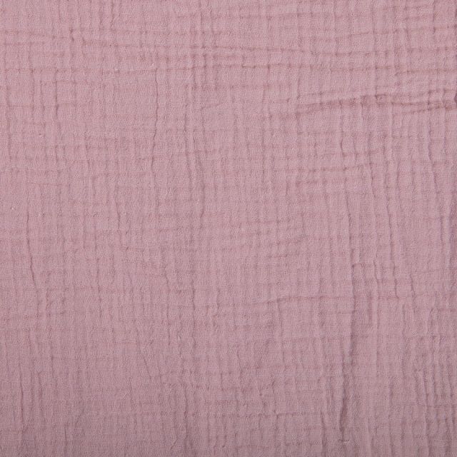 Tissu Double gaze de coton uni Vieux rose - Par 10 cm