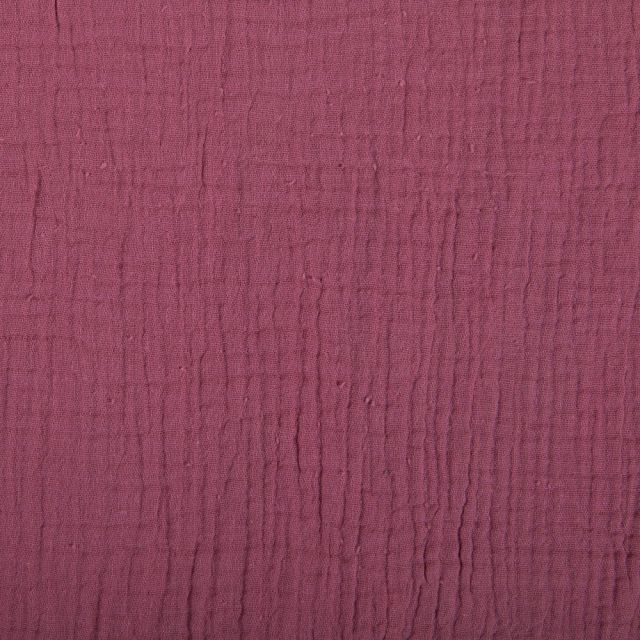 Tissu Double gaze de coton uni Bourgogne foncé - Par 10 cm