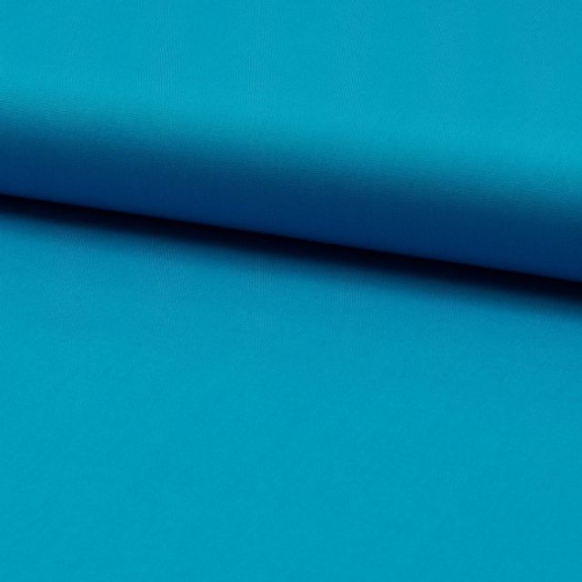Tissu Popeline de coton unie Bleu turquoise - Par 10 cm