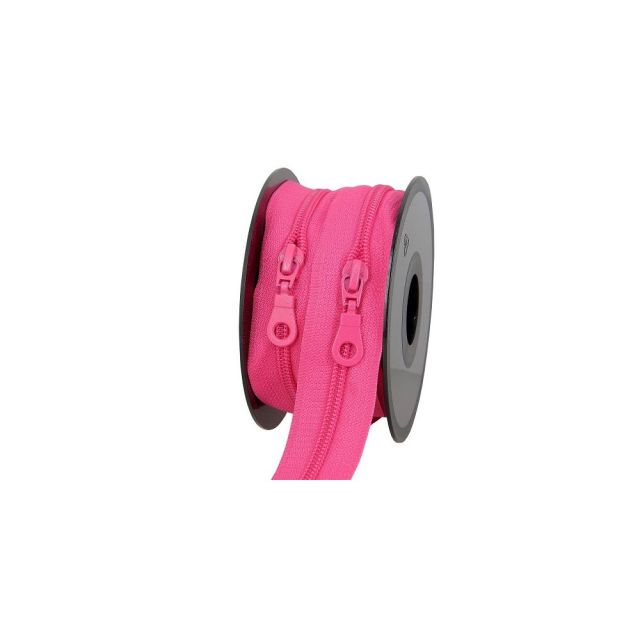 Fermeture nylon non séparable N°5 avec curseurs Rose - Au mètre