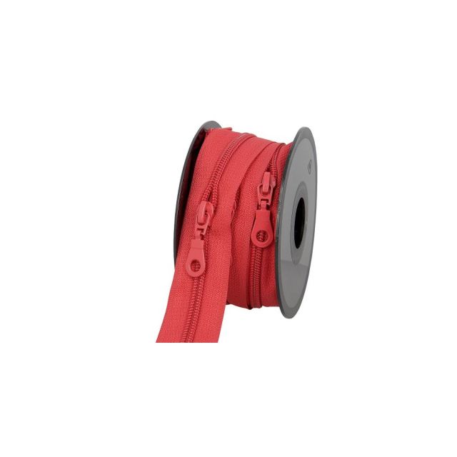 Fermeture nylon non séparable N°5 avec curseurs Rouge - Au mètre