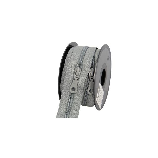 Fermeture nylon non séparable N°5 avec curseurs Gris - Au mètre