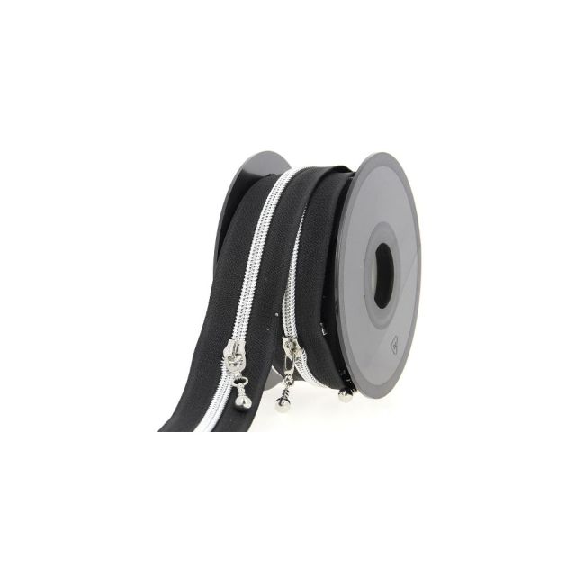 Fermeture spirale N°5 avec curseurs bille argentée - Au mètre