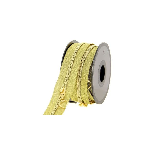 Fermeture spirale N°5 avec curseurs coeur doré - Au mètre