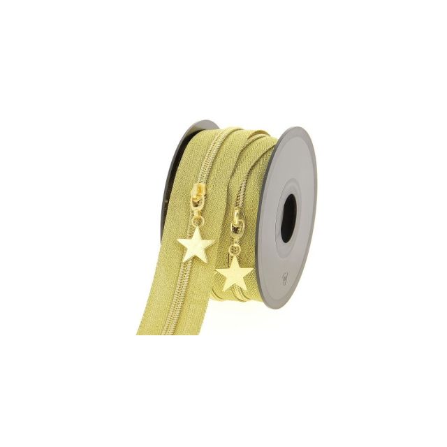 Fermeture spirale N°5 avec curseurs étoile dorée - Au mètre