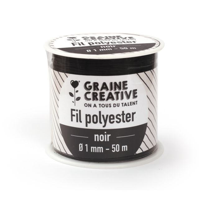 Fil Polyester Noir pour bracelets 50m