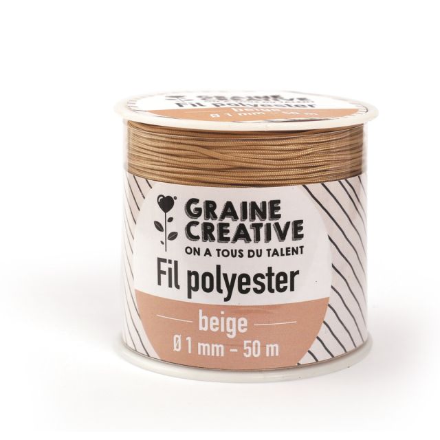Fil Polyester Beige pour bracelets 50m