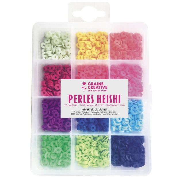 Coffret de perles Heishi 6 mm - 12 couleurs Fluorescent