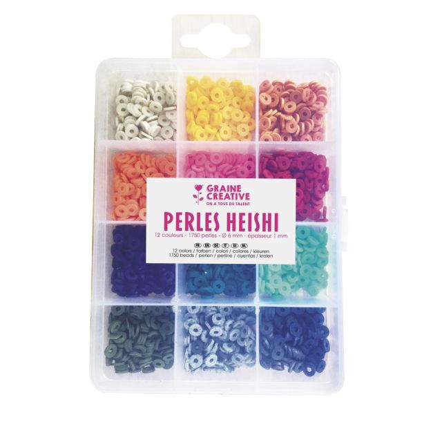 Coffret de perles Heishi 6 mm - 12 couleurs Vif