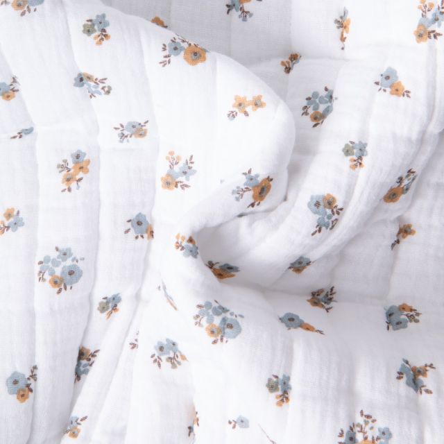 Tissu Double gaze Matelassée Hope sur fond Blanc - Par 10 cm