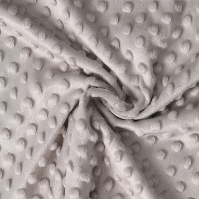 Tissu Minky Ultra doux Pois Gris pierre - Par 10 cm